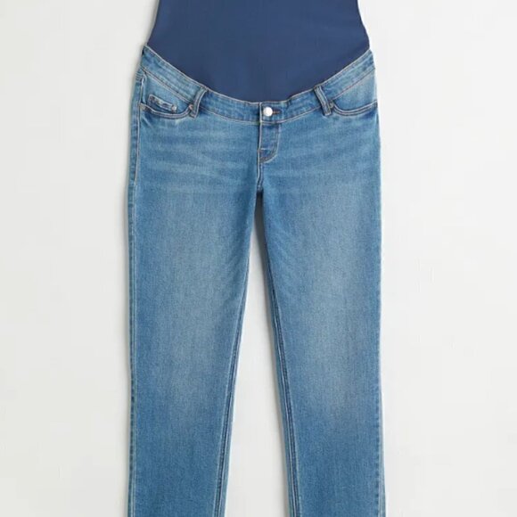 H&M MAMA VINTAGE STRAIGHT JEANS IN LT DENIM BLUE SIZE S - Picture 1 of 6
